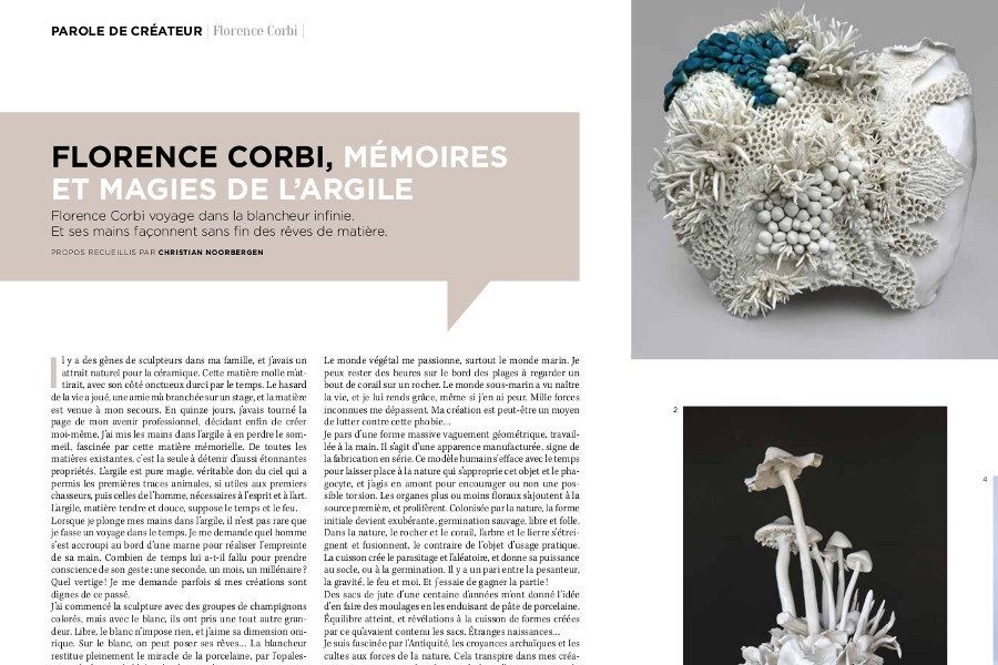 Revue Ateliers d'Art de France - Aout/Sept. 2021 - Florence Corbi "Mémoires et Magies de l'argile"